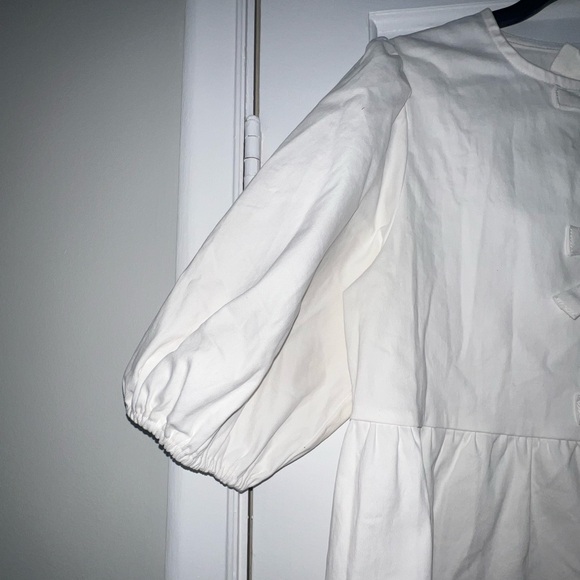 Aaron & Amber Babydoll Ribbon Tie Denim Mini Dress - Picture 4 of 4